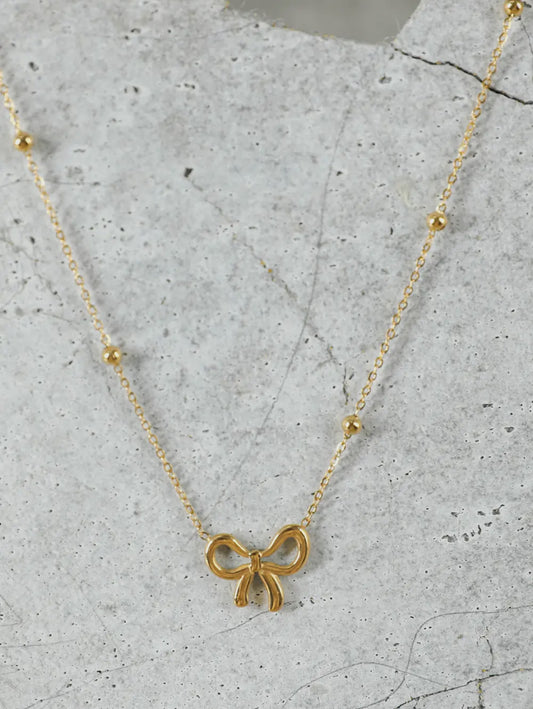 Gold Bow Necklace