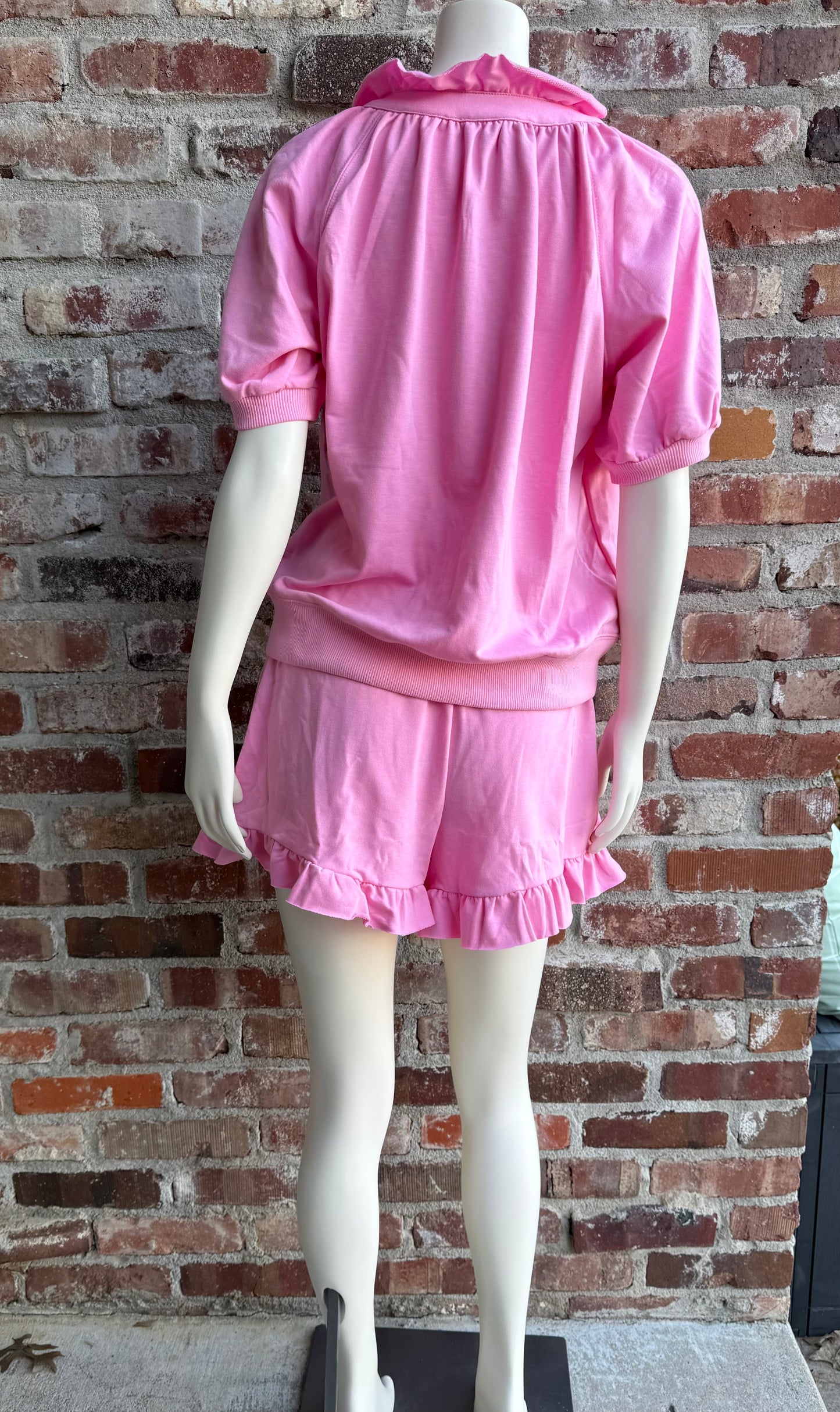 Pink Ruffled Shorts Set