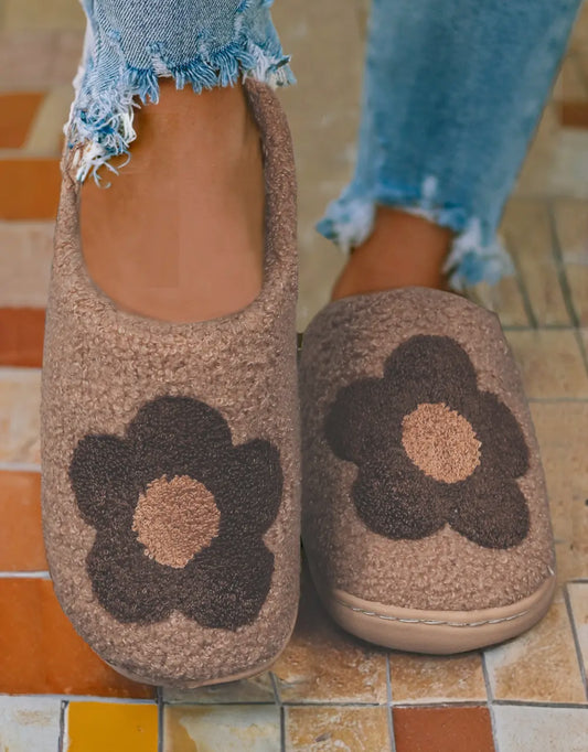 Brown Flower Slippers