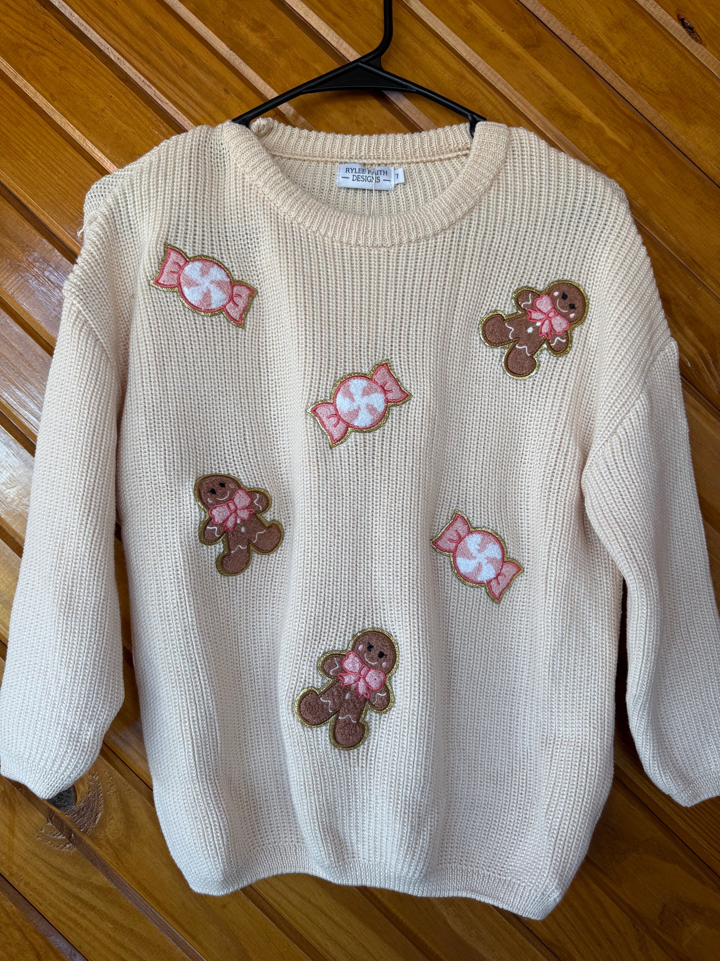 Christmas Gingerbread Man and Candy Kids Sweater