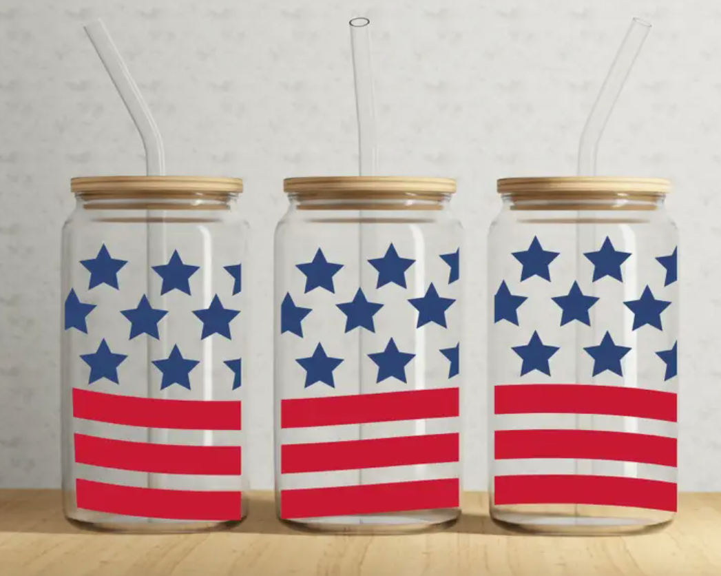 US Flag 16 oz. Glass