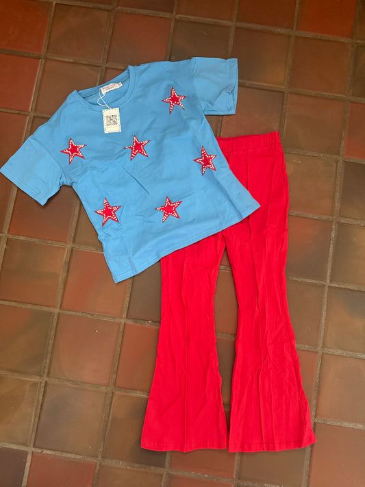 Red and Blue Pearl Star Kids Outfit