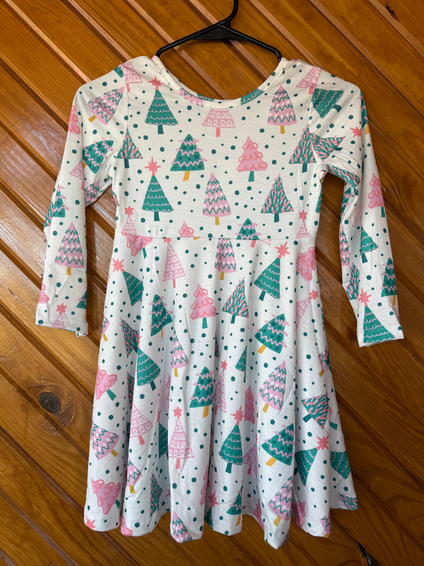 Cute Holiday Dress with Trees and Snowflakes