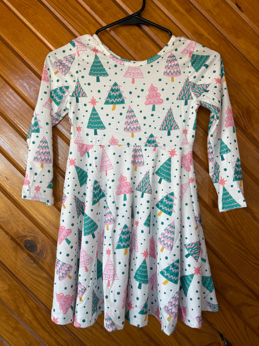 Cute Holiday Dress with Trees and Snowflakes