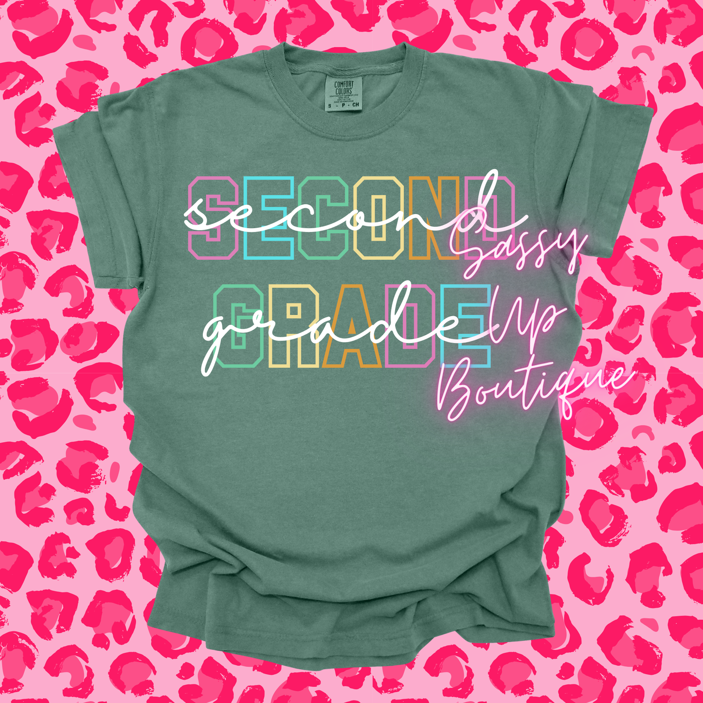 Grade Level Block and Cursive Letters Shirt