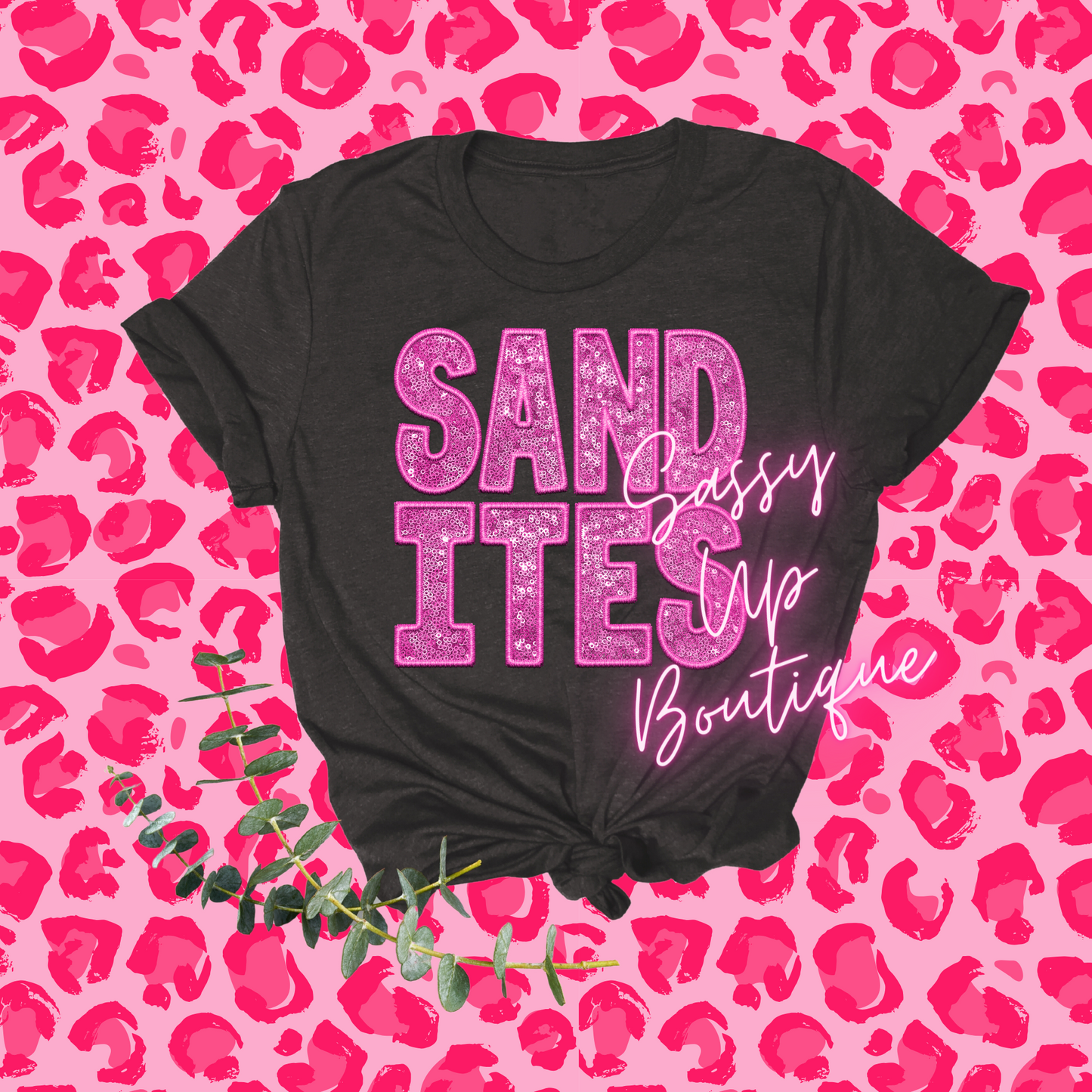 Pink Sequin School Spirit Shirt (Cardinals and Sandites)