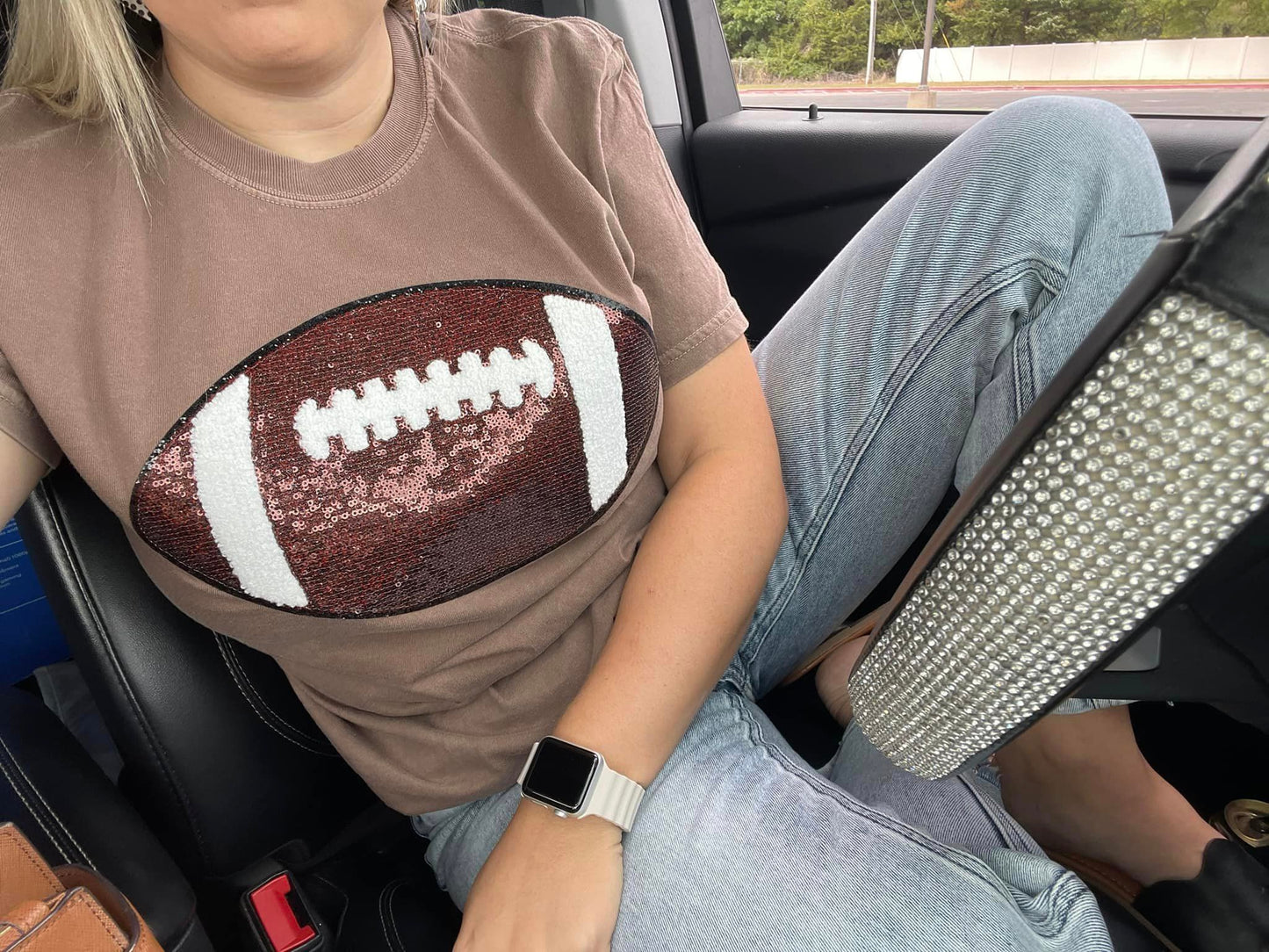 Sequin Football Patch Shirt