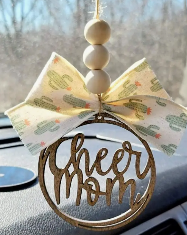 Cheer Mom Car Charm (Leopard Bow)