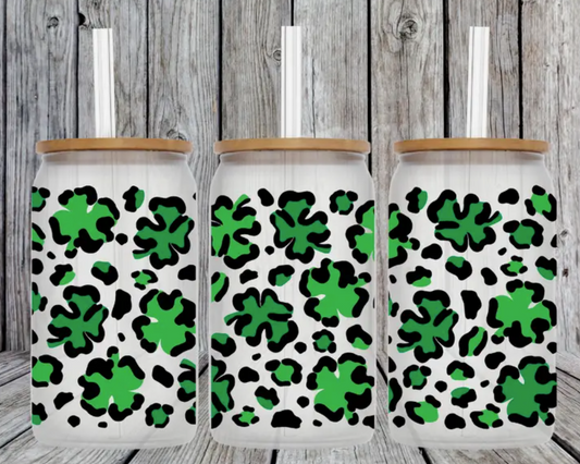 Shamrock Leopard 16 oz. Glass