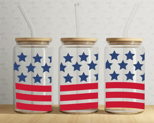 US Flag 16 oz. Glass