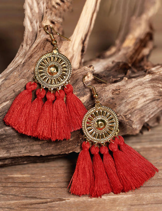 Red Fan Shape Earrings