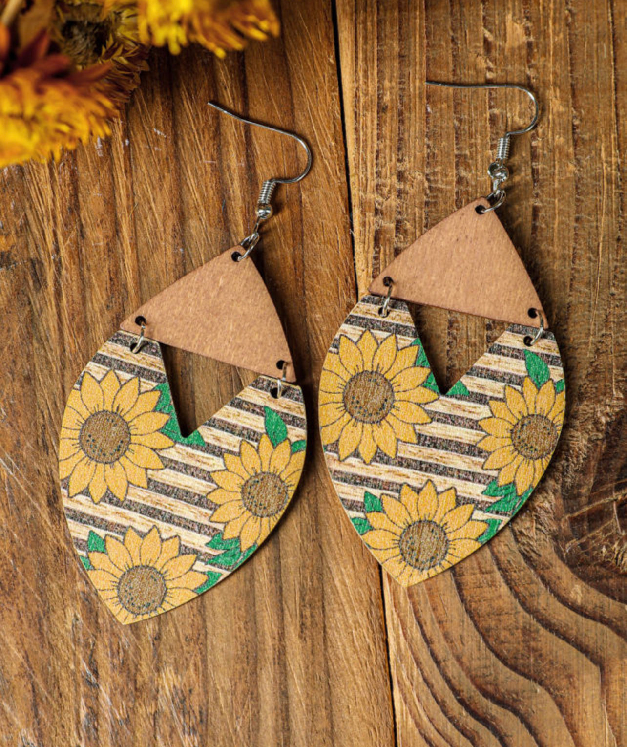 Sunflower Striped Dangle Earrings