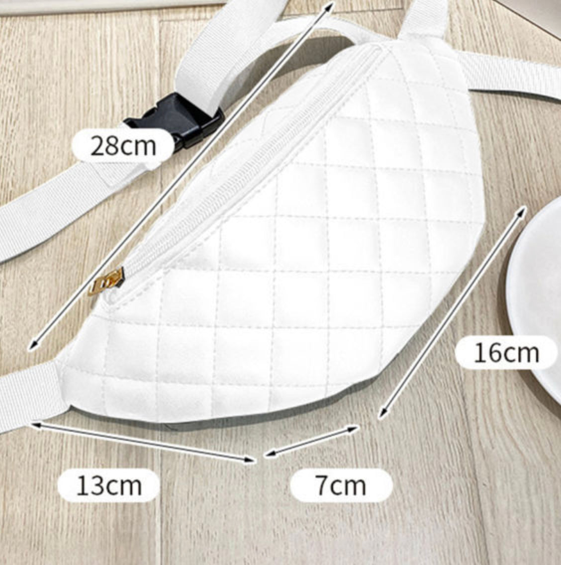 White Leather Quilted “Bum” Crossbody Bag