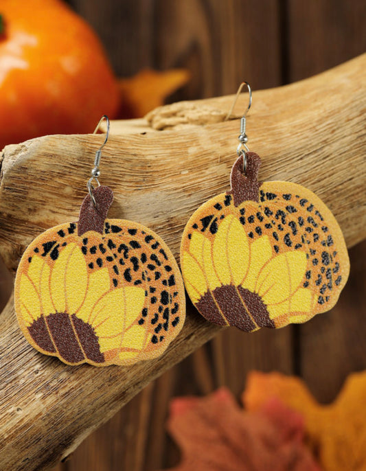 Pumpkin Sunflower Dangle Earrings